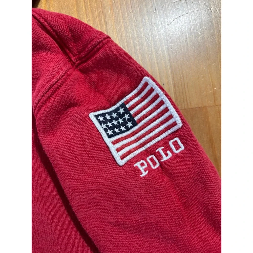 Vintage Boys' Polo Ralph Lauren‎ USA Embroidered Flag Hoodie Size 6